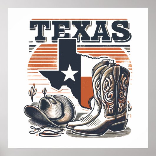 ヴィンテージテキサス州カウボーイ ポスター (正面)