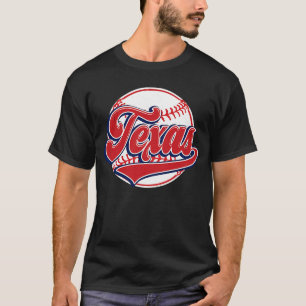 ヴィンテージテキサス州シティスケープ野球選手とファン Tシャツ