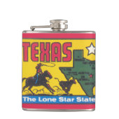 ヴィンテージテキサス州プロモーションイラストレーションとカウボーイ フラスク (正面)