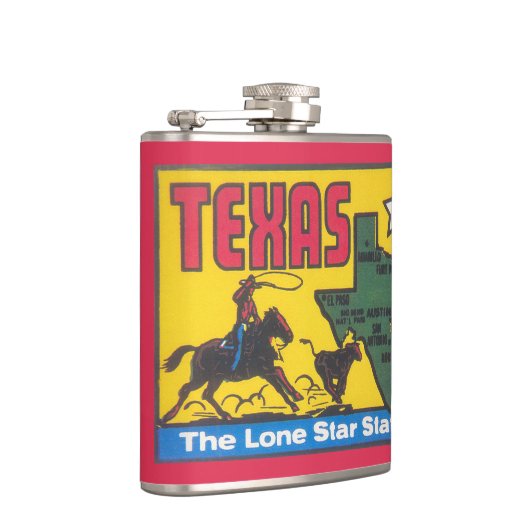 ヴィンテージテキサス州プロモーションイラストレーションとカウボーイ フラスク (右)
