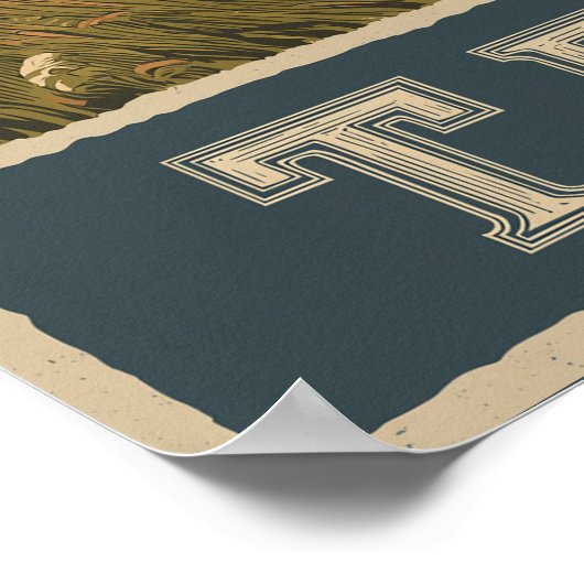 ヴィンテージテキサス州ロングブルレトロ旅行 ポスター (角)