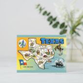 ヴィンテージテキサス州地図と国旗 ポストカード (スタンド正面)