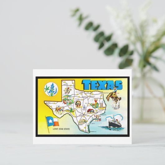 ヴィンテージテキサス州地図はがき ポストカード (スタンド正面)