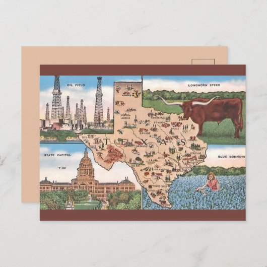 ヴィンテージテキサス州州はがき ポストカード (正面/裏面)
