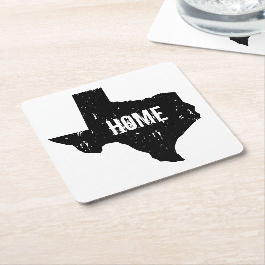 ヴィンテージテキサス州州シルエット紙ドリンクコースター スクエアペーパーコースター (アングル)