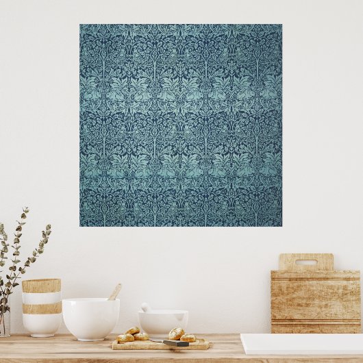 ヴィンテージテキスタイルパターンブレラビットウィリアムモリス ポスター (キッチン)