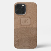 ヴィンテージテクスチャスタイル混合茶ストライプイニシャル iPhoneケース (裏面)