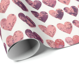 ヴィンテージテクスチャハートギフトラップ ラッピングペーパー