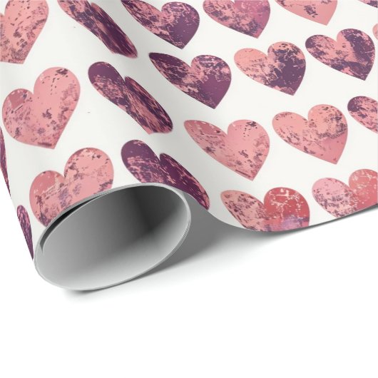 ヴィンテージテクスチャハートギフトラップ ラッピングペーパー (ロールコーナー)