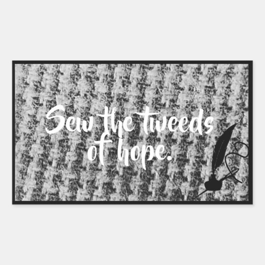 ヴィンテージテクスチャモーション写真ツイードの背景 長方形シール (正面)