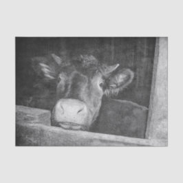 ヴィンテージテクスチャー白黒の田舎牛 薄葉紙