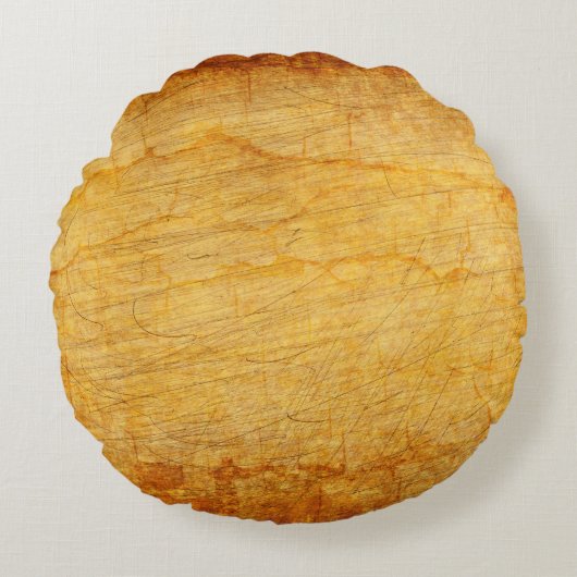 ヴィンテージテクスチャ古い金ゴールド ラウンドクッション (正面)