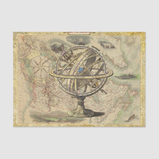 ヴィンテージテクスチャ素朴マップの航海の分離 薄葉紙 (正面)