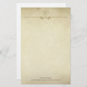 ヴィンテージテクス素朴チャのミニマルなモノグラムスクリプト 便箋 (正面/裏面)