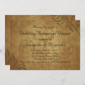 ヴィンテージテスタインスワール結婚のリハーサルディナー 招待状 (正面/裏面)