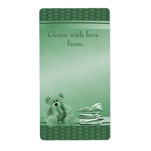 ヴィンテージテディが本を持って来る赤ちゃんシャワー蔵書票 ラベル (正面)