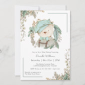 ヴィンテージテディベアかわいい男の子のための赤ちゃんシャワー 招待状 (正面)