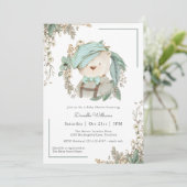 ヴィンテージテディベアかわいい男の子のための赤ちゃんシャワー 招待状 (スタンド正面)