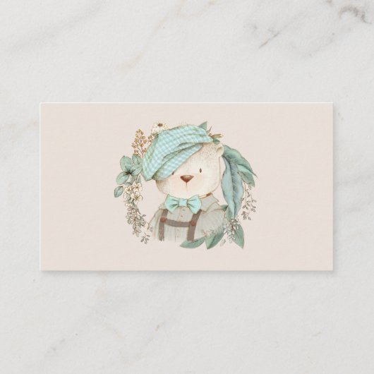 ヴィンテージテディベアかわいい赤ちゃんシャワーおむつラッフル エンクロージャーカード (裏面)