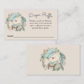 ヴィンテージテディベアかわいい赤ちゃんシャワーおむつラッフル エンクロージャーカード (正面/裏面)
