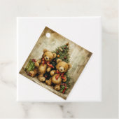 ヴィンテージテディベアとクリスマスツリー フェイバータグ (インサイチュ)