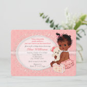 ヴィンテージテディベアガールズベビーシャワー招待状5 招待状 (スタンド正面)