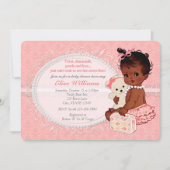 ヴィンテージテディベアガールズベビーシャワー招待状5 招待状 (正面)