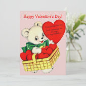 ヴィンテージテディベアハッピーバレンタインデーカスタム シーズンカード (スタンド正面)