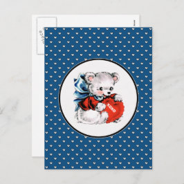 ヴィンテージテディベアバレンタインデー シーズンポストカード
