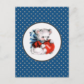 ヴィンテージテディベアバレンタインデー シーズンポストカード (正面)