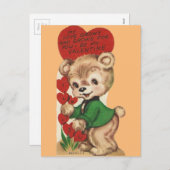 ヴィンテージテディベアバレンタイン シーズンポストカード (正面/裏面)