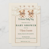 ヴィンテージテディベアベビーシャワー招待状 招待状 (正面/裏面)