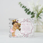 ヴィンテージテディベアーエスニックベビーガールシャワー 招待状 (スタンド正面)