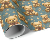 ヴィンテージテディベアーズオンブルー ラッピングペーパー (ロールコーナー)