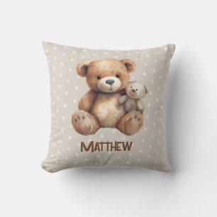 ヴィンテージテディベアートイニュートラルベージュベビー子供部屋 クッション