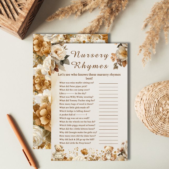 ヴィンテージテディベア子供部屋韻ベビーシャワーゲーム (クリエイターアップロード済み)