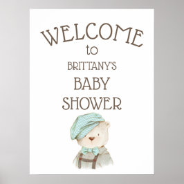 ヴィンテージテディベア赤ちゃんシャワー歓迎サイン ポスター