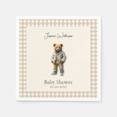 ヴィンテージテディベビーシャワー スタンダードカクテルナプキン (正面)