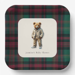 ヴィンテージテディベビーシャワー ペーパープレート