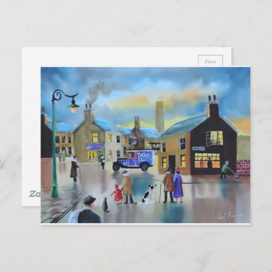 ヴィンテージテトリーティーバン通りシーン絵画ズ ポストカード (正面/裏面)