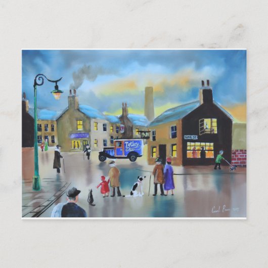 ヴィンテージテトリーティーバン通りシーン絵画ズ ポストカード (正面)