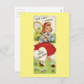 ヴィンテージテニスガールバレンタイン シーズンポストカード (正面/裏面)