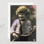 ヴィンテージテニススポーツ，ハッピーガールとラケット (正面/裏面)