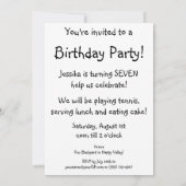 ヴィンテージテニススポーツ,ハッピーガールとラケット 招待状 (裏面)