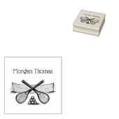 ヴィンテージテニスネット、クロス付きラケット、ボール名 ラバースタンプ (押印)