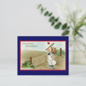 ヴィンテージテニスバレンタインと古いテニスの衣装コピー ポストカード (スタンド正面)