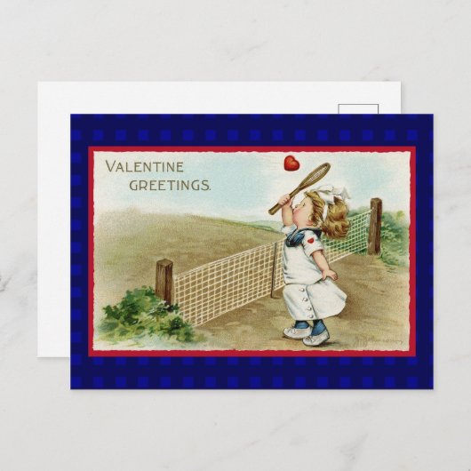 ヴィンテージテニスバレンタインと古いテニスの衣装コピー ポストカード (正面/裏面)