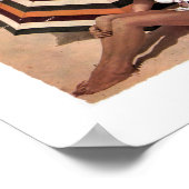 ヴィンテージテニスレディーオンビーチ ポスター (角)