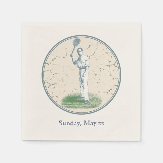 ヴィンテージテニス選手 スタンダードカクテルナプキン (正面)