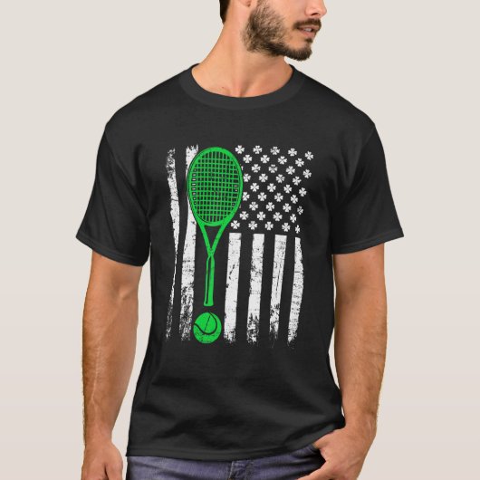 ヴィンテージテニスSt patricks dayアメリカンフラッグシャーマー Tシャツ (正面)